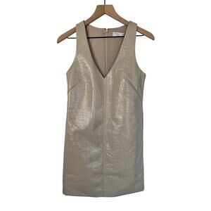 Proenza Schouler White Label Ivory Faux Leather Mini Dress Size 0 NWT